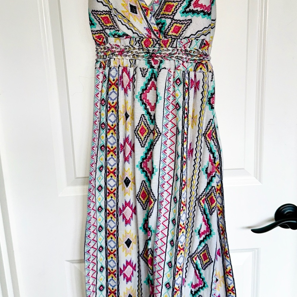 Colorful Geometric Print Y2K Vintage Maxi Dress Size Small